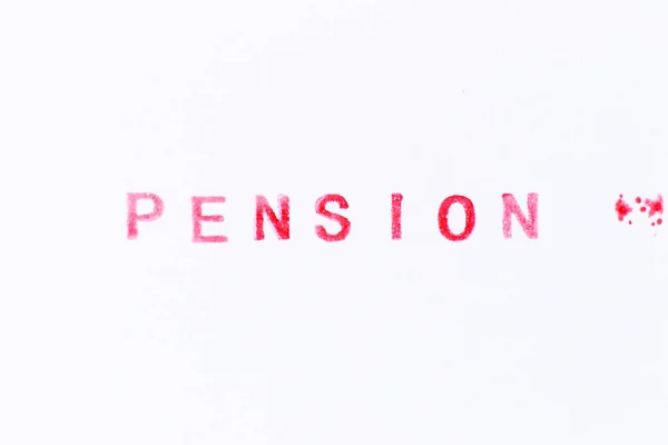 Red Color Ink Rubber Stamp Word Pension White Paper Background — 스톡 사진