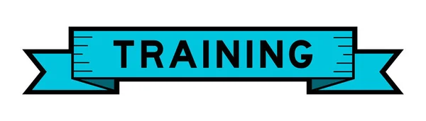 Ribbon Label Banner Word Training Blue Color White Background — ストックベクタ