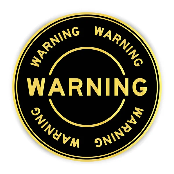 Black Gold Color Sticker Word Warning White Background —  Vetores de Stock