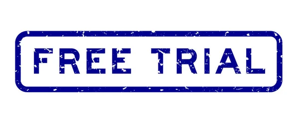 Grunge Blue Free Trial Word Square Rubber Seal Stamp Auf — Stockvektor