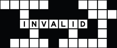 Alphabet letter in word invalid on crossword puzzle background