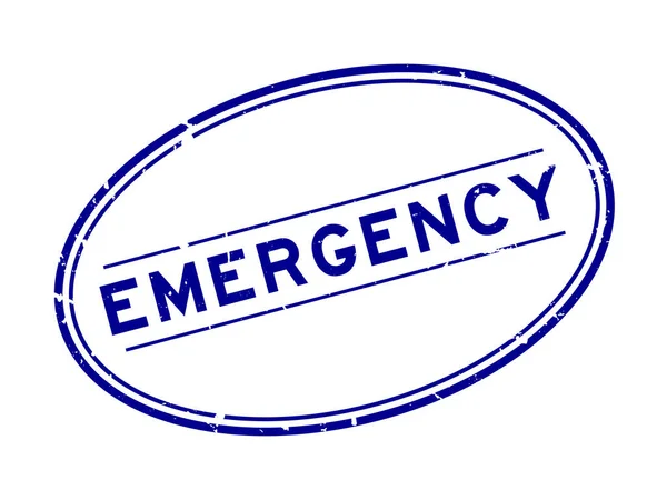 Grunge Blue Emergency Word Oval Rubber Seal Stamp White Background — стоковый вектор