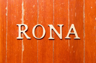 Alphabet letter in word RONA (Abbreviation of Return on net assets) on old red color wood plate background