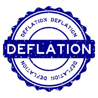 Grunge blue deflation word round rubber seal stamp on white background