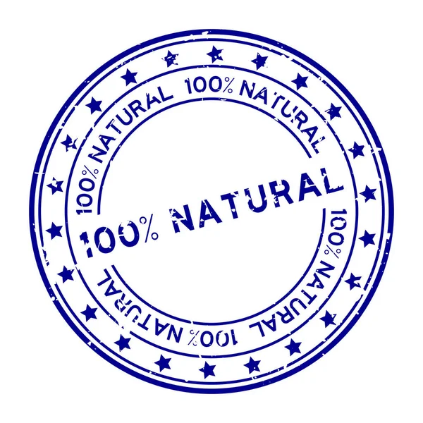 Grunge Bleu 100 Pour Cent Mot Naturel Rond Tampon Joint — Image vectorielle