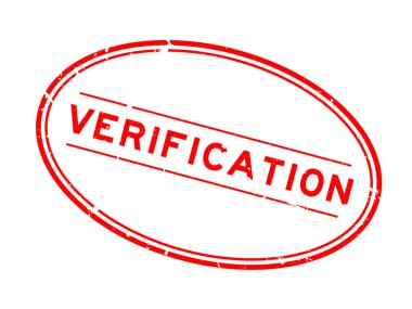 Grunge kırmızı doğrulama sözcüğü oval lastik mühür beyaz arka planda