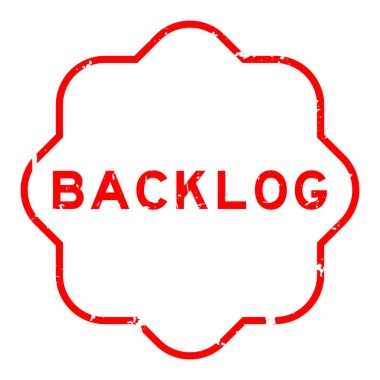 Grunge kırmızı birikmiş kelime beyaz arka planda lastik mühür