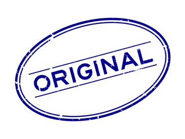 Grunge blue orijinal kelime oval lastik mühür beyaz arka planda
