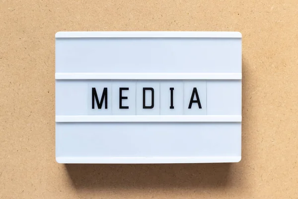 White Lightbox Word Media Wood Background — Stock Photo, Image