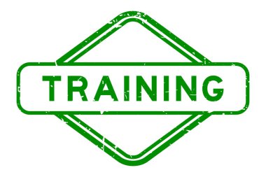 Grunge yeşil eğitim kelimesi beyaz arka planda lastik mühür