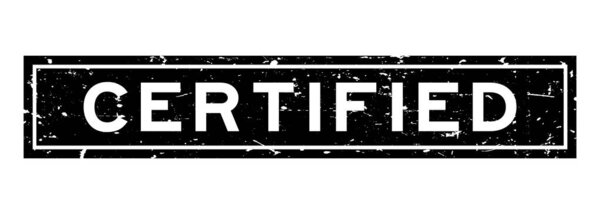 Grunge black certified word square rubber seal stamp on white background