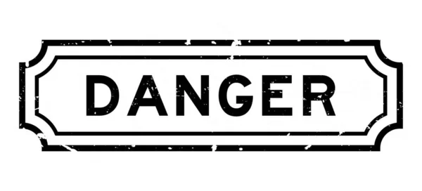 Grunge Mot Danger Noir Cachet Caoutchouc Sur Fond Blanc — Image vectorielle