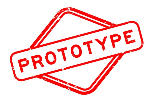 Grunge kırmızı prototip kelime lastik mühür beyaz arka planda