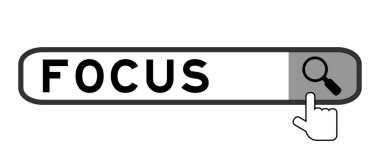 Beyaz arkaplanda büyüteç simgesi ile sözcük odaklı arama flaması