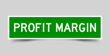 Kare etiket pankartı, gri arkaplanda yeşil renkli kelime kar marjı ile