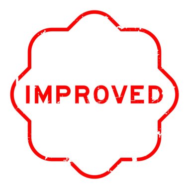 Grunge kırmızı kelime geliştirilmiş beyaz arka planda lastik mühür