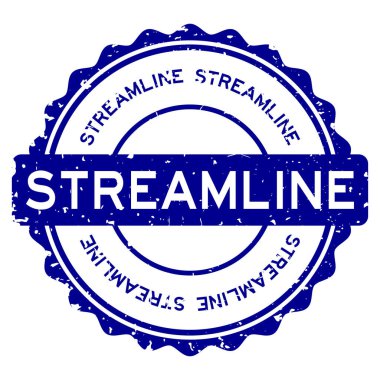 Grunge mavi düz kelime yuvarlak lastik mühür beyaz arka planda