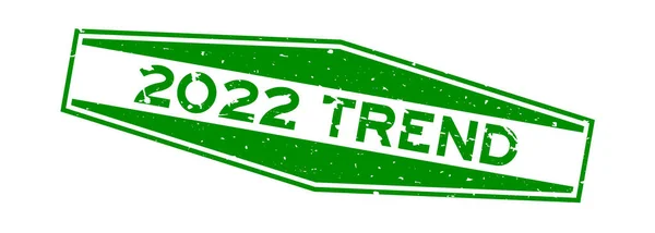 Grunge Πράσινο 2022 Τάση Λέξη Εξάγωνο Καουτσούκ Σφραγίδα Σφραγίδα Λευκό — Διανυσματικό Αρχείο