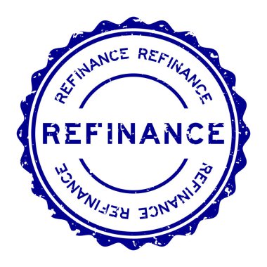 Grunge Blue beyaz arka planda lastik mühür sözcüğünü yeniden finanse ediyor