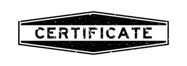 Grunge siyah sertifika kelime altıgen lastik mühür beyaz arka planda