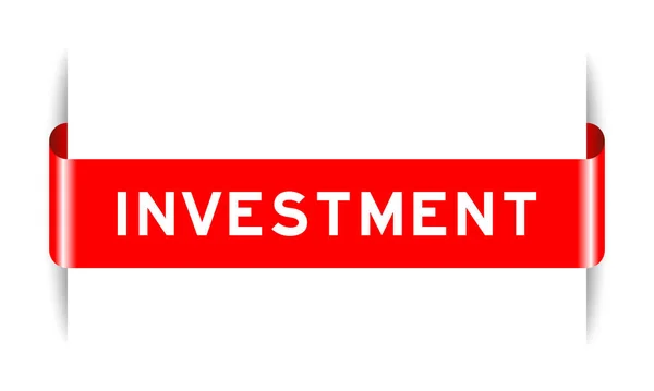 Bandiera Etichetta Inserita Colore Rosso Con Investimento Parola Sfondo Bianco — Vettoriale Stock