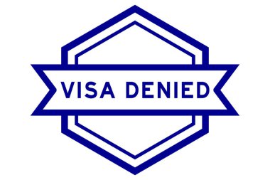 Beyaz arkaplanda mavi renkli sözcük vizesi reddedilmiş klasik altıgen etiket pankartı