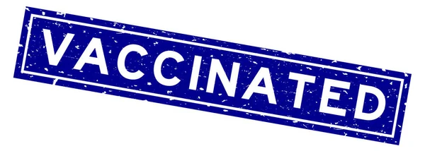 Grunge Bleu Vacciné Mot Carré Cachet Caoutchouc Sur Fond Blanc — Image vectorielle