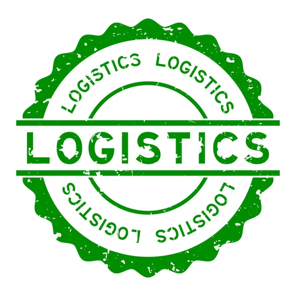 Grunge Πράσινο Logistics Λέξη Στρογγυλό Καουτσούκ Σφραγίδα Σφραγίδα Λευκό Φόντο — Διανυσματικό Αρχείο