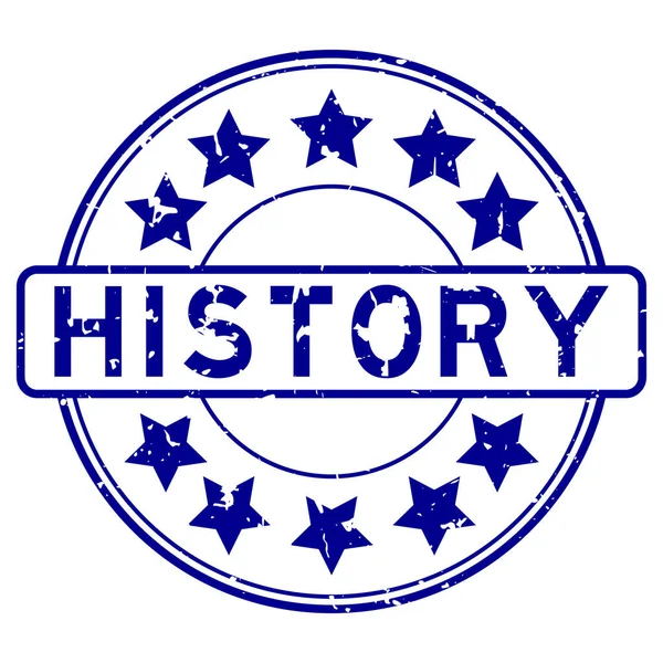 Grunge Blue History Word Star Icon Rubber Seal Stamp White — Stock Vector