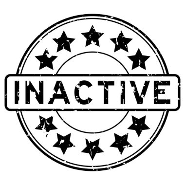 Beyaz arkaplanda yıldız simgesi yuvarlak lastik mühür damgalı Grunge siyah pasif kelime