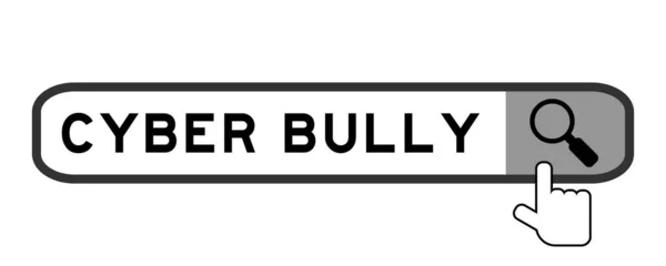 Поисковый Баннер Слове Cyber Bully Передачей Значка Лупы Белом Фоне — стоковый вектор