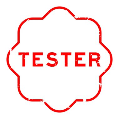 Grunge kırmızı test sözcüğü beyaz arka planda lastik mühür