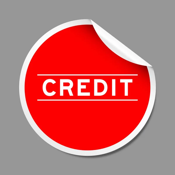 グレーの背景に単語クレジットと赤の色の皮のステッカーラベル — ストックベクタ