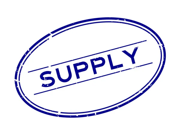 Grunge Blue Supply Word Timbre Cachet Ovale Caoutchouc Sur Fond — Image vectorielle