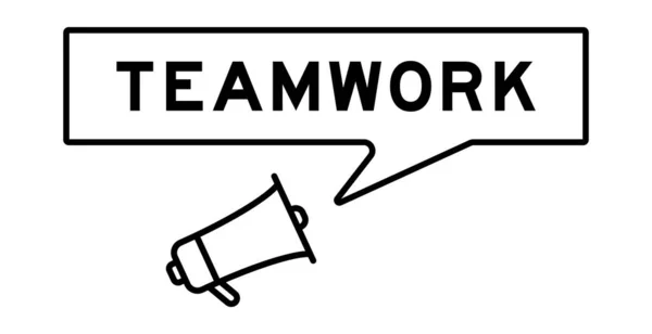 Megafon Symbol Mit Sprechblase Wort Teamwork Auf Weißem Hintergrund — Stockvektor