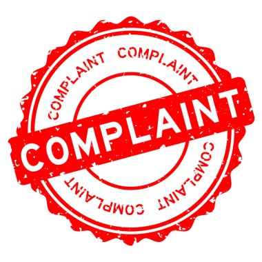 Grunge kırmızı şikayet sözcüğü beyaz arka planda lastik mühür damgası