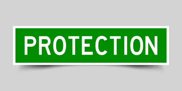 Banner Etiqueta Quadrada Com Proteção Palavras Cor Verde Fundo Cinza — Vetor de Stock