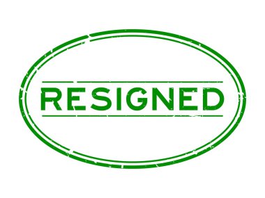 Grunge Green istifa etti. Beyaz arka planda oval lastik mühür damgası var.