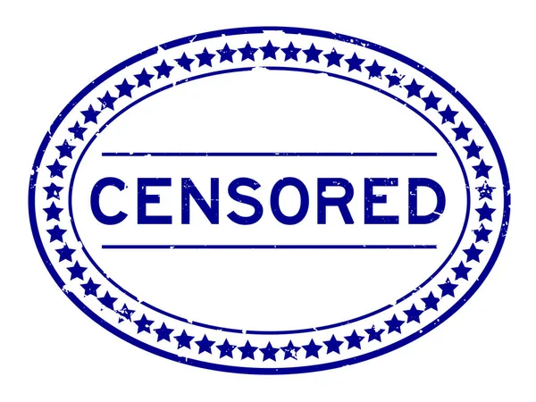 Грязно Синее Цензурное Слово Овал Резиновая Печать Белом Фоне — стоковый вектор
