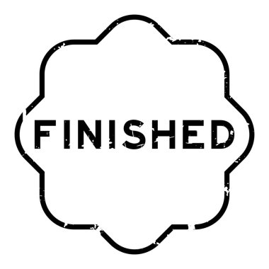 Grunge siyah kelime bitmiş beyaz arka planda kauçuk mühür