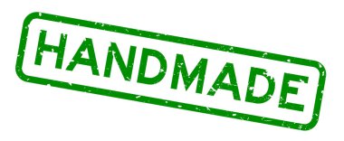 Grunge yeşil kelime kare lastik mühür beyaz arka planda