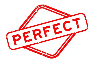 Grunge kırmızı mükemmel kelime beyaz arka planda kauçuk mühür