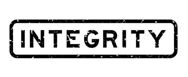 Grunge Black Integrity Слово Square Rubber Seal Stamp White Background — стоковый вектор