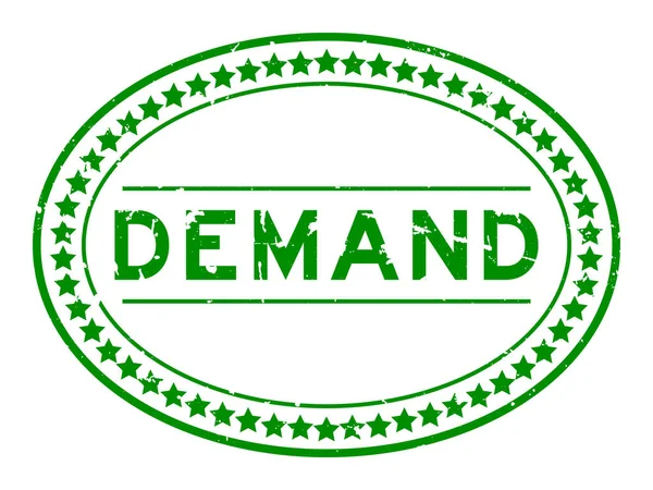 Grunge yeşil talep sözcüğü oval lastik mühür beyaz arka planda