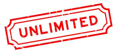 Grunge kırmızı sınırsız kelime beyaz arka planda lastik mühür