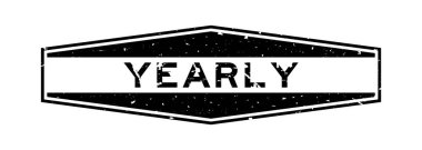 Beyaz arka planda Grunge siyah yıllık kelime altıgen lastik mühür