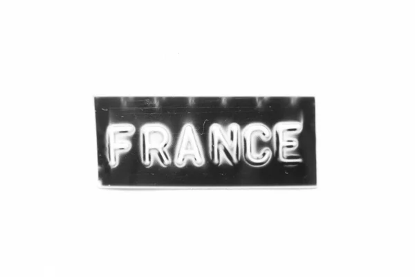 Czarny Baner Kolor Które Wytłoczyły List Słowem Francja Białym Tle — Zdjęcie stockowe