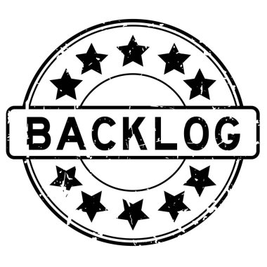 Beyaz arkaplanda yıldız simgesi yuvarlak lastik mühür damgalı Grunge kara günlüğü sözcüğü