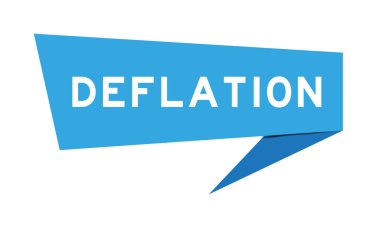 Beyaz arkaplanda kelime deflasyonu olan mavi renkli kağıt konuşma afişi