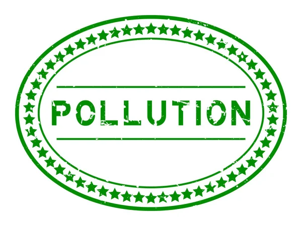 Grunge Verde Inquinamento Parola Ovale Sigillo Gomma Timbro Sfondo Bianco — Vettoriale Stock
